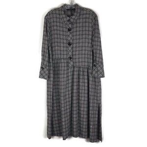 Zara Midi Plaid Button Front Shirt Dress in Medium Gray